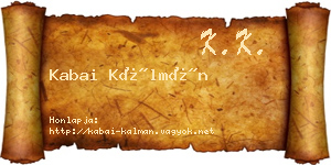 Kabai Kálmán névjegykártya
